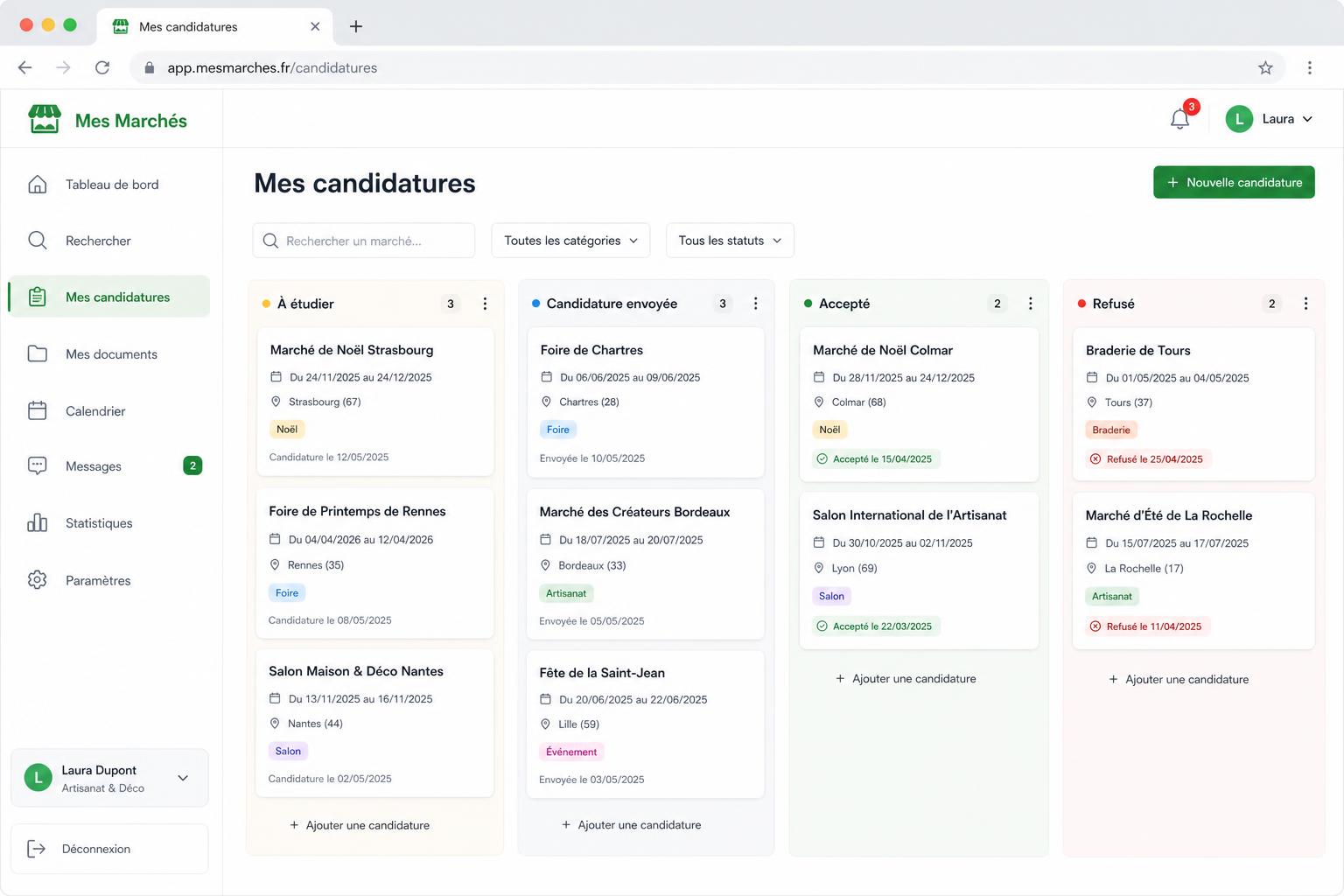Suivi des candidatures